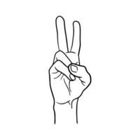 símbolo da paz com as mãos, ilustração vetorial. vetor