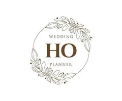 coleção de logotipos de monograma de casamento de letras iniciais ho, modelos modernos minimalistas e florais desenhados à mão para cartões de convite, salve a data, identidade elegante para restaurante, boutique, café em vetor