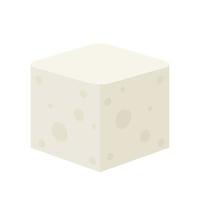 vetor de tofu branco. estilo cartoon de tofu isolado no fundo branco. nutrição vegetariana, comida saudável.