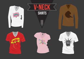 V-Neck Shirt com Design Pack Vector