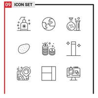 pacote de ícones vetoriais de estoque de 9 sinais e símbolos de linha para investimento pilha balão dinheiro comida editável elementos de design vetorial vetor