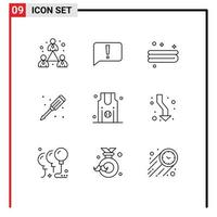 9 ícones criativos, sinais e símbolos modernos de basquete esportivo, chave de fenda limpa, encanador, elementos de design vetorial editáveis vetor
