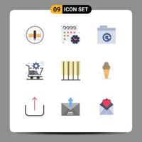 9 ícones criativos sinais modernos e símbolos de configuração de loja de atualização de cereais de trigo elementos de design de vetores editáveis