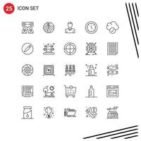 pacote de ícones vetoriais de estoque de 25 sinais e símbolos de linha para dados em nuvem de tempo humano elementos de design de vetores editáveis