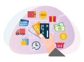 ilustração do conceito de módulos de compras on-line. vetor