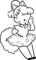 mulher moda logotipo desenho animado rabisco kawaii anime página para colorir ilustração fofa desenhando personagem clipart chibi mangá histórias em quadrinhos vetor