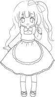 menina desenho animado rabisco kawaii anime página para colorir ilustração fofa desenhando personagem clip art chibi manga quadrinho vetor