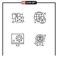 pacote de ícones de vetores de estoque de 4 sinais e símbolos de linha para desenvolvimento de travesseiros, mundo nuclear, correção de elementos de design de vetores editáveis