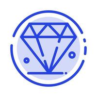 ícone de linha pontilhada azul madrigal de jóia de diamante vetor