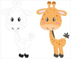 girafa fofa para colorir vetor