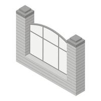 ícone de cerca de tijolo branco, estilo isométrico vetor