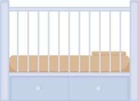 berço de madeira na cor azul. berço com gavetas. móveis de madeira infantis azuis para recém-nascidos. ilustração vetorial isolada em um fundo branco vetor
