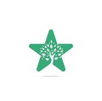 design de logotipo de conceito de forma de estrela de árvore verde. design de vetor de elemento orgânico abstrato. ícone de conceito de logotipo de vida feliz de ecologia. design de logotipo de árvore