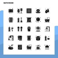 Conjunto de ícones de 25 banheiros, modelo de ilustração vetorial de ícone de glifo sólido para web e ideias móveis para empresa de negócios vetor