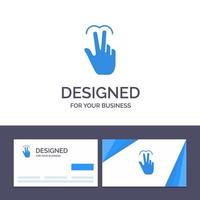 cartão de visita criativo e gestos de modelo de logotipo mão ilustração vetorial de guia de toque móvel vetor