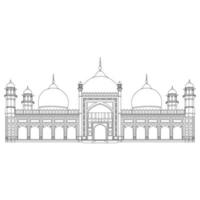 Badshahi Mesquita Lahore Paquistão bela ilustração. vetor