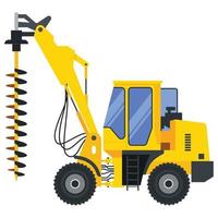 ilustração para perfuração de pilha de veículo de máquinas de construção. vetor