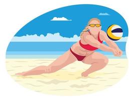 ilustração de jogador de vôlei de praia feminino. vetor