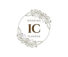 coleção de logotipos de monograma de casamento de carta de iniciais ic, modelos modernos minimalistas e florais desenhados à mão para cartões de convite, salve a data, identidade elegante para restaurante, boutique, café em vetor