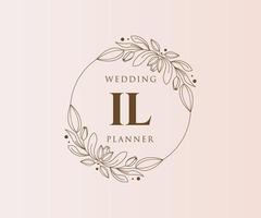 coleção de logotipos de monograma de casamento de letras iniciais il, modelos minimalistas e florais modernos desenhados à mão para cartões de convite, salve a data, identidade elegante para restaurante, boutique, café em vetor