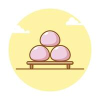 ilustração simples dos desenhos animados de mochi de comida japonesa. conceito de comida vetor