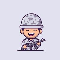 Exército de soldados com ilustração de ícone de vetor de desenho animado de arma. conceito de ícone de profissão de pessoas isolado premium vector. estilo cartoon plana