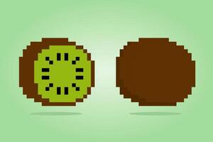 8 bits pixels de kiwi. comida em ilustração vetorial vetor