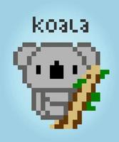 coala de pixel de 8 bits. animais para ativos de jogos e padrões de ponto cruz em ilustrações vetoriais. vetor