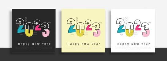 Modelo de banner quadrado de celebração de ano novo de 2023. design de modelo de postagem de mídia social vetor