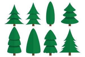 ícone plano de pinheiro verde. coleção de conceito de árvore de natal decorações ilustração vetorial eps10 vetor