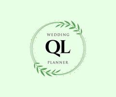 ql letras iniciais coleção de logotipos de monograma de casamento, modelos minimalistas e florais modernos desenhados à mão para cartões de convite, salve a data, identidade elegante para restaurante, boutique, café em vetor