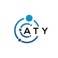 design de logotipo de carta aty em fundo preto. conceito de logotipo de carta de iniciais criativas aty. design de letra aty. vetor