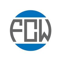 design do logotipo da carta fcw em fundo branco. conceito de logotipo de círculo de iniciais criativas fcw. design de letras fcw. vetor