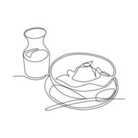 ilustração vetorial de café da manhã desenhada em estilo de arte de linha vetor