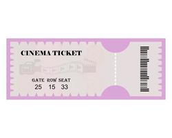 bilhete de cinema com inscrições e códigos em um fundo branco vetor