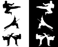 taekwondo e karatê no fundo preto e branco vetor