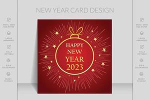 cartão de feliz ano novo com inscrição de saudação. design simples e minimalista de banner de ano novo. vetor