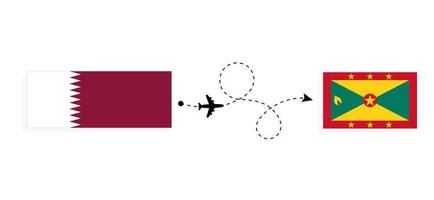 voo e viagem do qatar a granada pelo conceito de viagem de avião de passageiros vetor