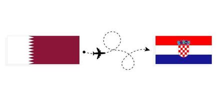 voo e viagem do qatar à croácia pelo conceito de viagem de avião de passageiros vetor