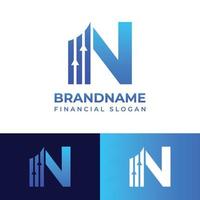 logotipo do gráfico financeiro da letra n, adequado para qualquer negócio relacionado a finanças com n iniciais. vetor