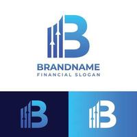 logotipo do gráfico financeiro da letra b, adequado para qualquer negócio relacionado a finanças com iniciais b. vetor