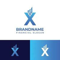 letra x logotipo do gráfico financeiro, adequado para qualquer negócio relacionado a finanças com iniciais x. vetor