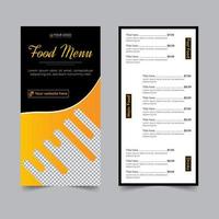 folheto de comida para design de cartão de menu de restaurante, receita de culinária para fast food, hambúrguer ou coquetel, modelo de folheto dl de negócios de pôster de comida vetor