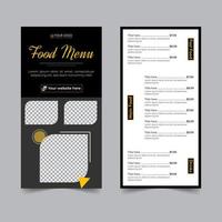 folheto de comida para design de cartão de menu de restaurante, receita de culinária para fast food, hambúrguer ou coquetel, modelo de folheto dl de negócios de pôster de comida vetor