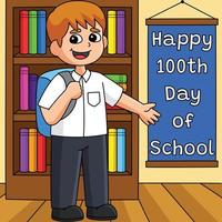 100º dia de escola estudante com bolsa colorida vetor