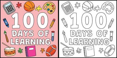 100º dia de aula aprendendo ilustração para colorir vetor