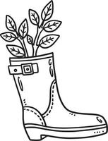 plantador de botas de primavera isolado para colorir e imprimir vetor