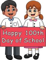 feliz 100º dia de desenho animado do aluno da escola clipart vetor