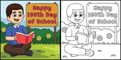 100º dia de estudante com ilustração de livro vetor