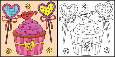 ilustração de cupcake e doces de dia dos namorados vetor